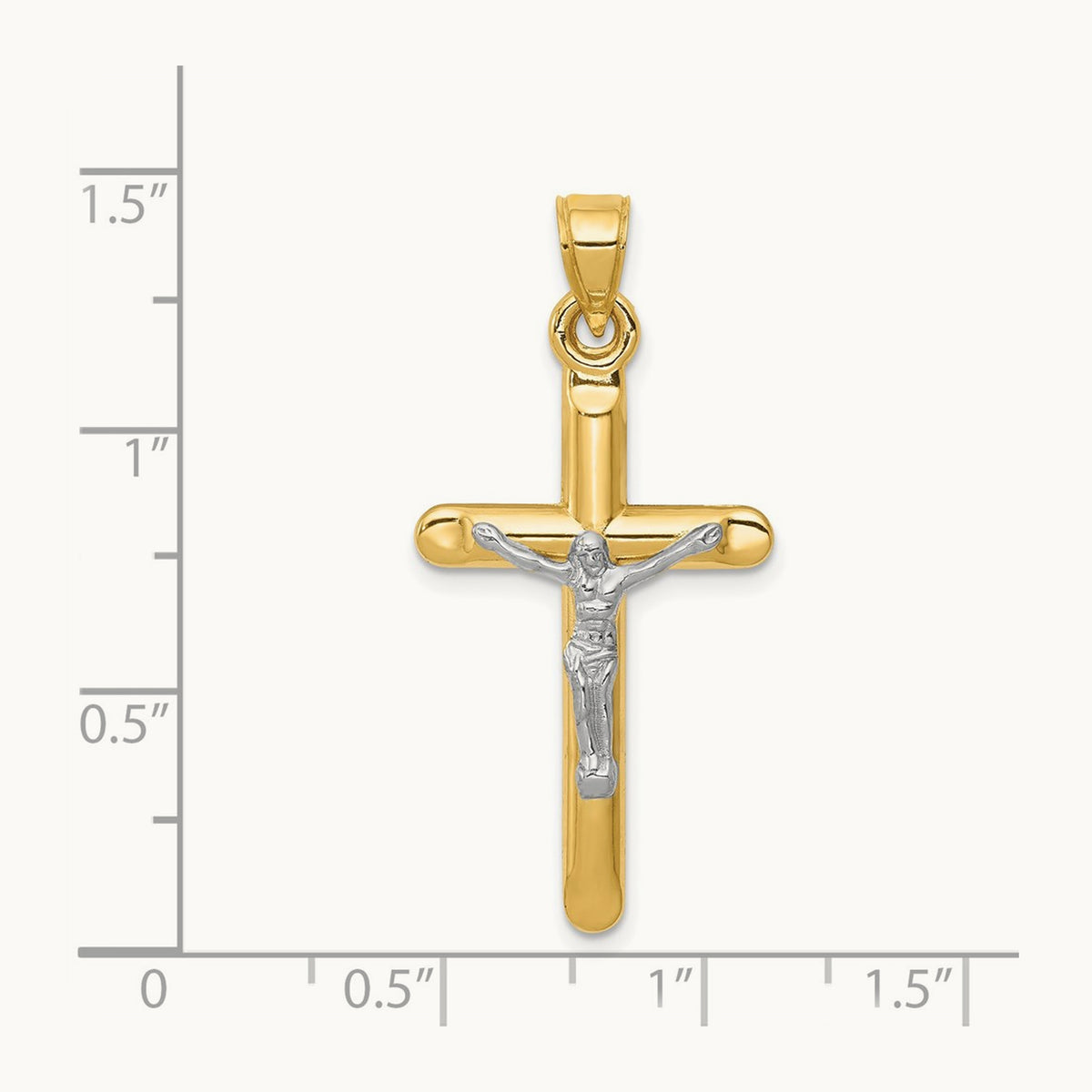 Hollow Crucifix Pendant, 14K Two-tone