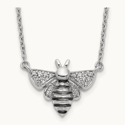 Diamond Bee 18 inch Necklace, 14K White Gold