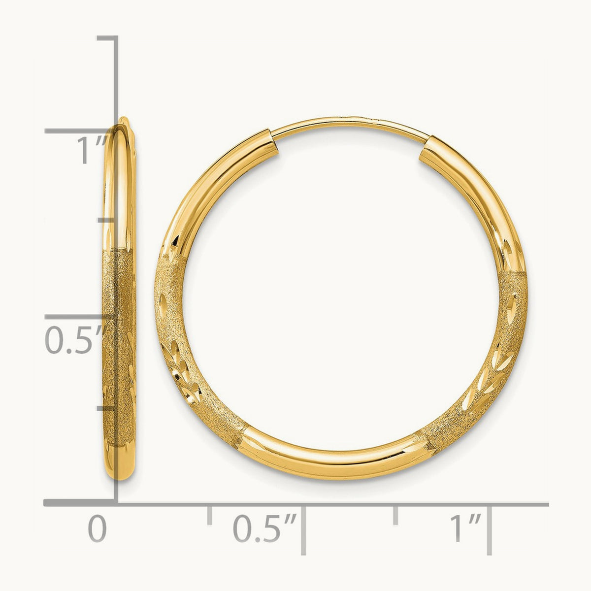 Satin Diamond-cut Endless Hoop Earrings — 25mm, 2mm