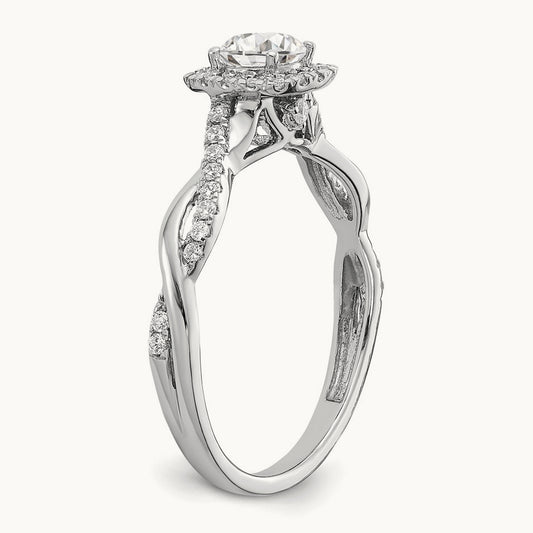 Round Halo Engagement Ring, 0.50 ct tw Lab-Grown Diamond