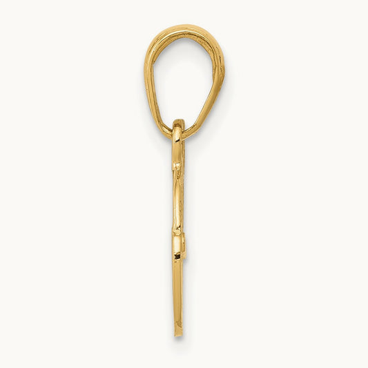 Polished Key and Lock Charm, 14K
