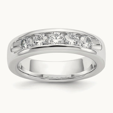 5- Stone Channel Band, 3.7mm, 14K White Gold