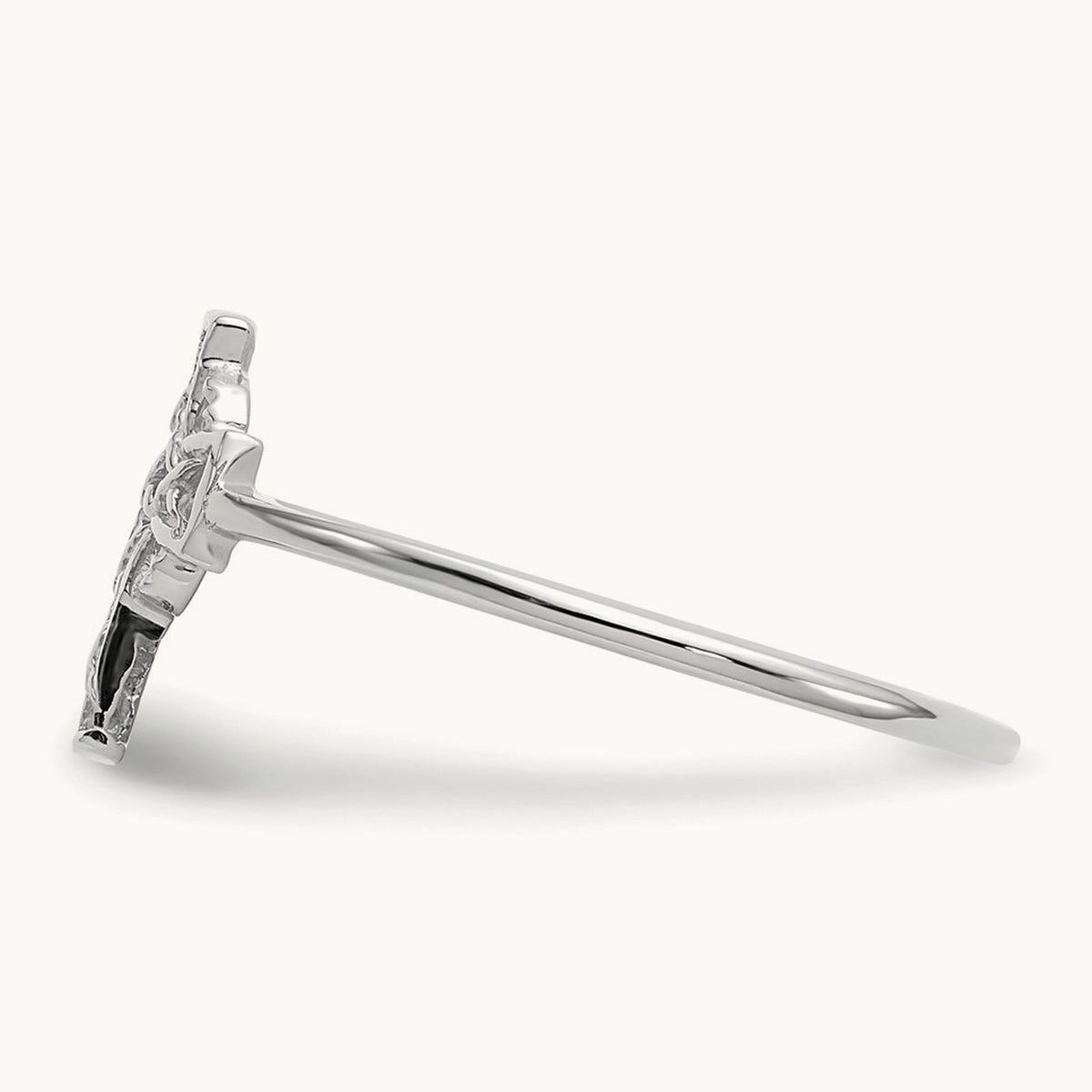 Polished Celtic Cross Ring — 14K White Gold
