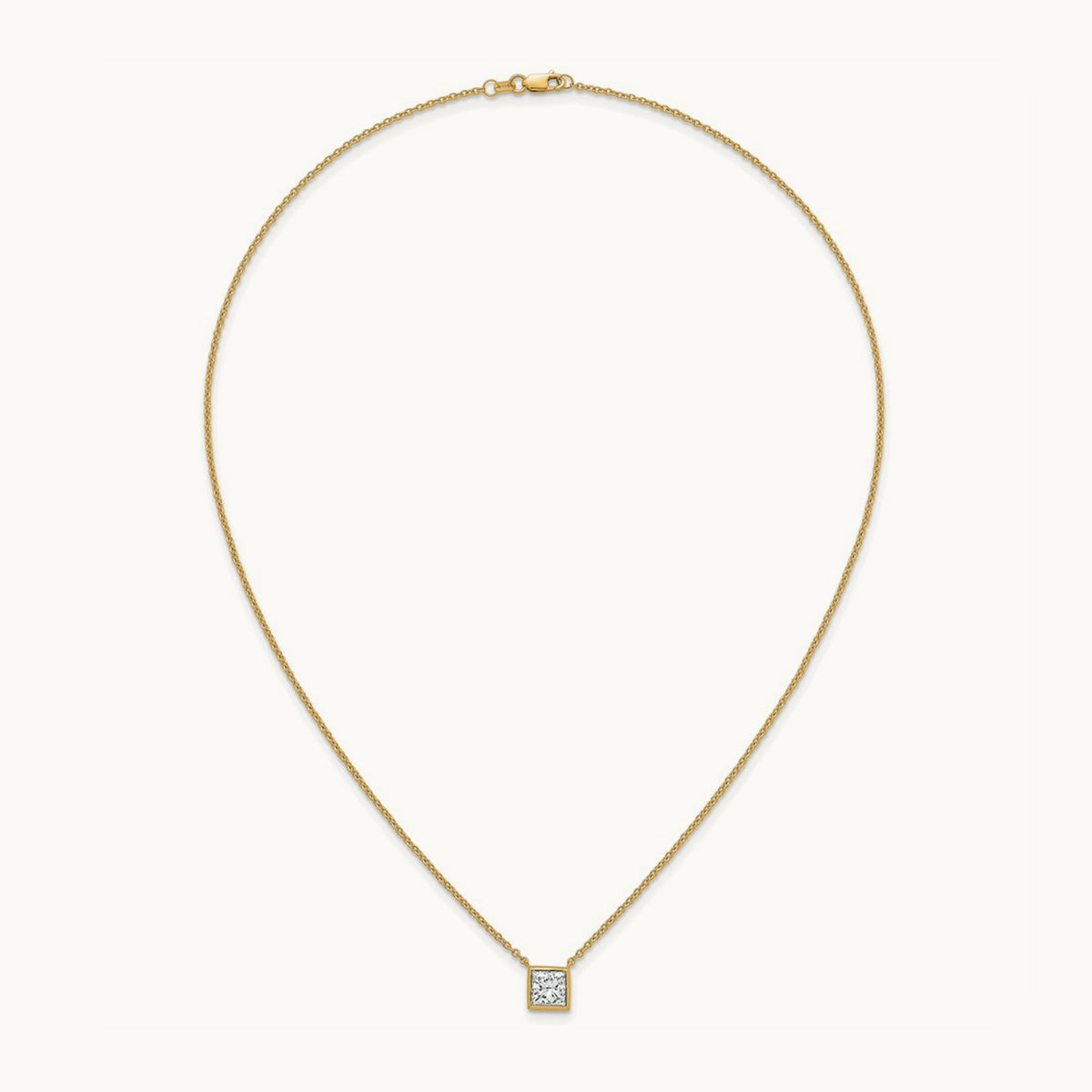 Princess Bezel Set Pendant, 1.00-4.00 ct tw Lab-Grown Diamond — 1 1/2 ct, 14K Yellow Gold