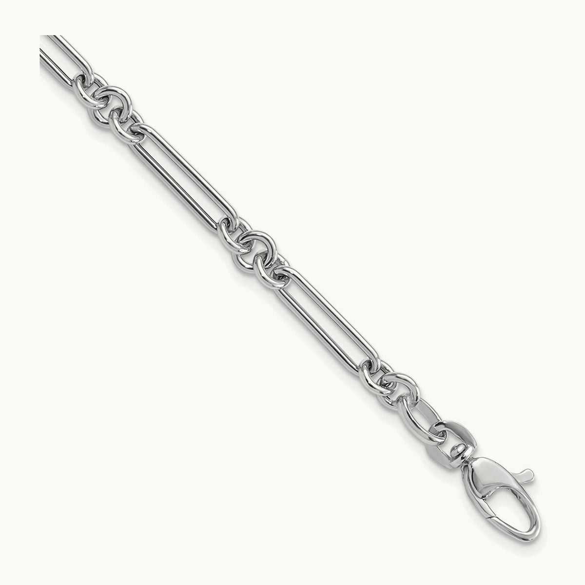 Polished Fancy Link Bracelet, 14K White Gold