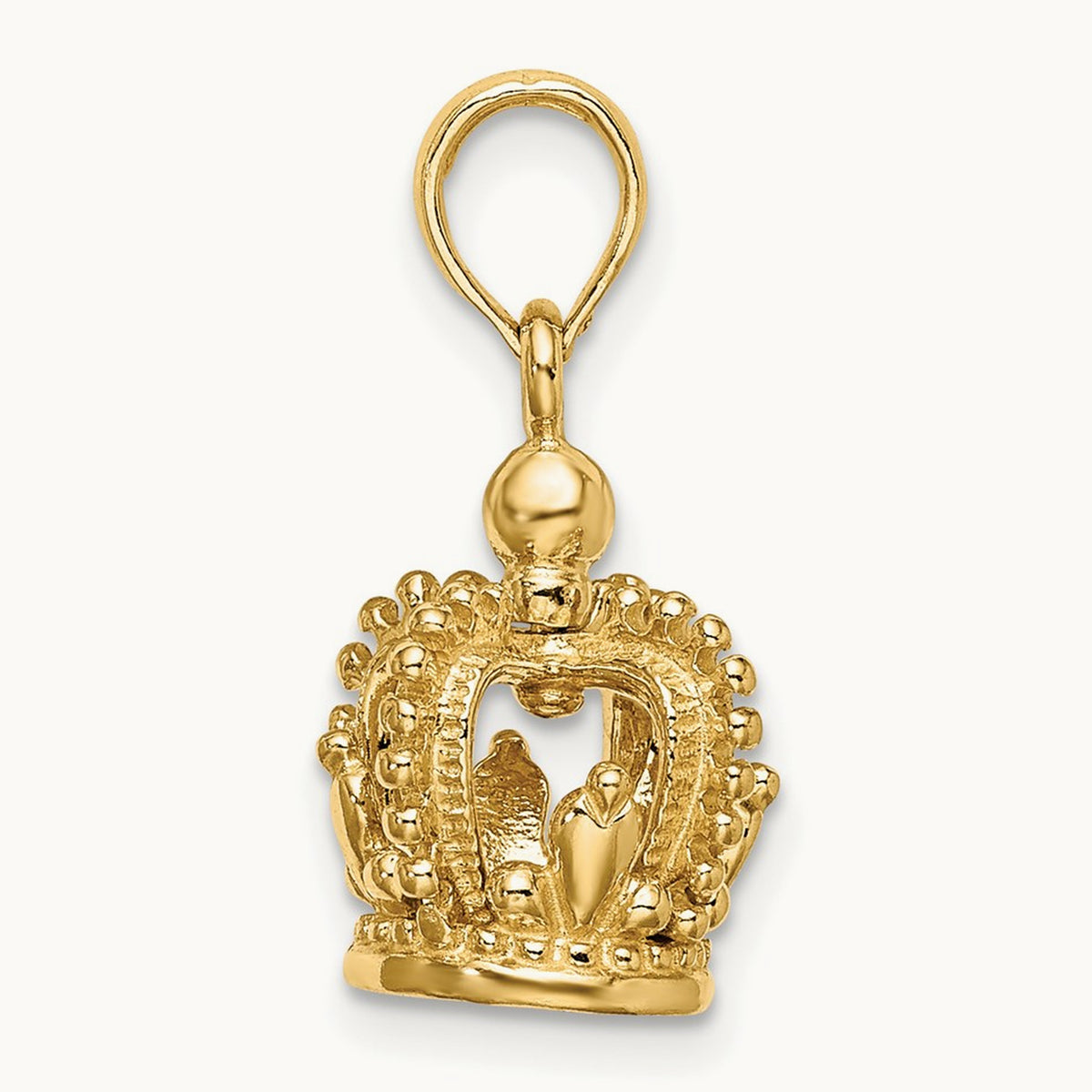 3-D Polished Crown Charm, 14K