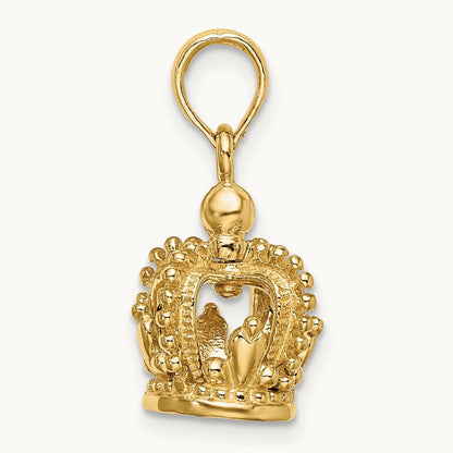 3-D Polished Crown Charm, 14K