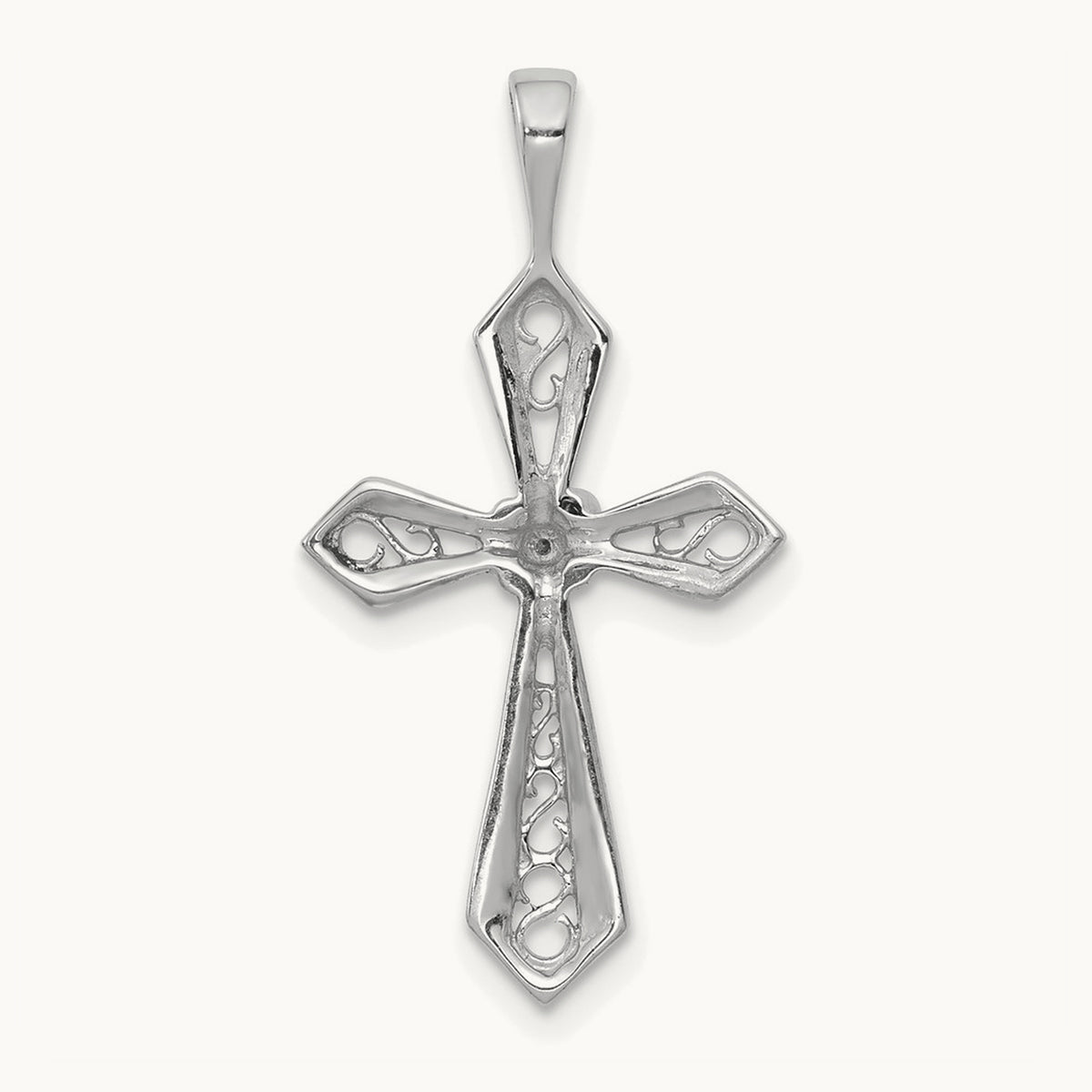 AA Diamond Passion Cross Pendant, 14K White Gold