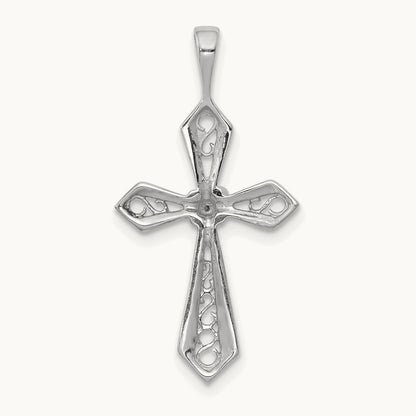 AA Diamond Passion Cross Pendant, 14K White Gold