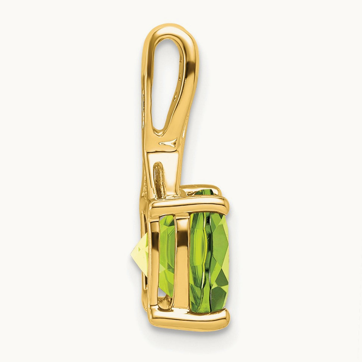 Cushion Peridot and Diamond Pendant — 14K Yellow Gold