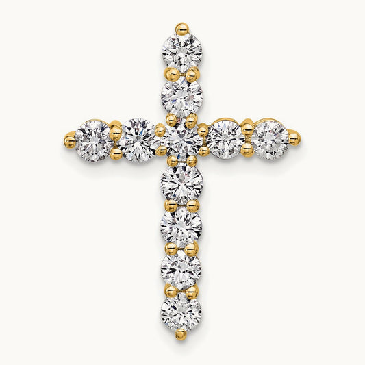 Cross Chain Slide Pendant, 1.50 ct tw Lab-Grown Diamond — 14K Yellow Gold