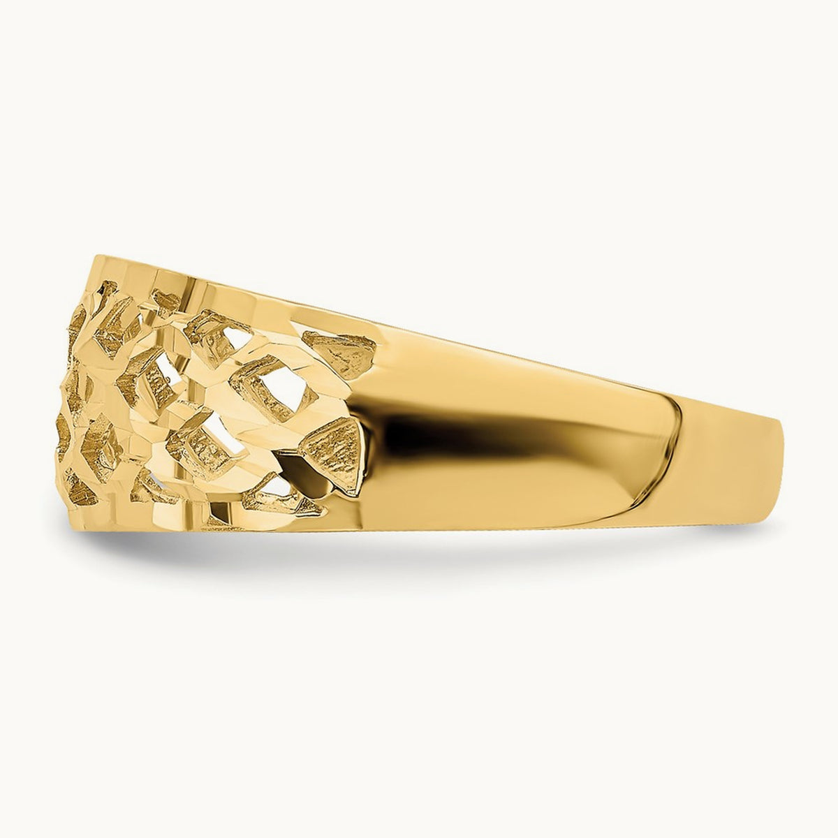 Solid D/C Woven Pattern Dome Ring, 14K