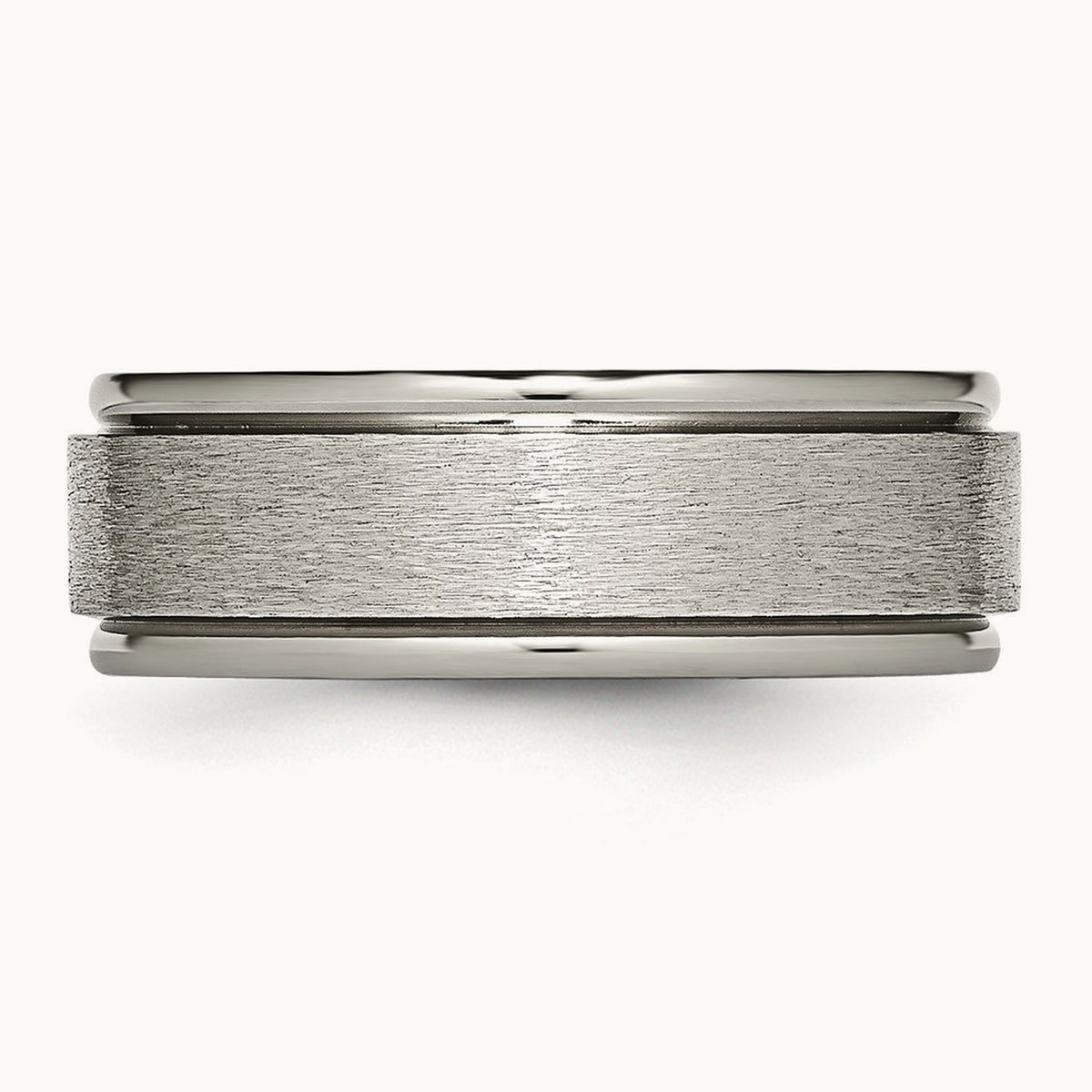Brushed Center Ridged Edge Band, 8mm, Titanium