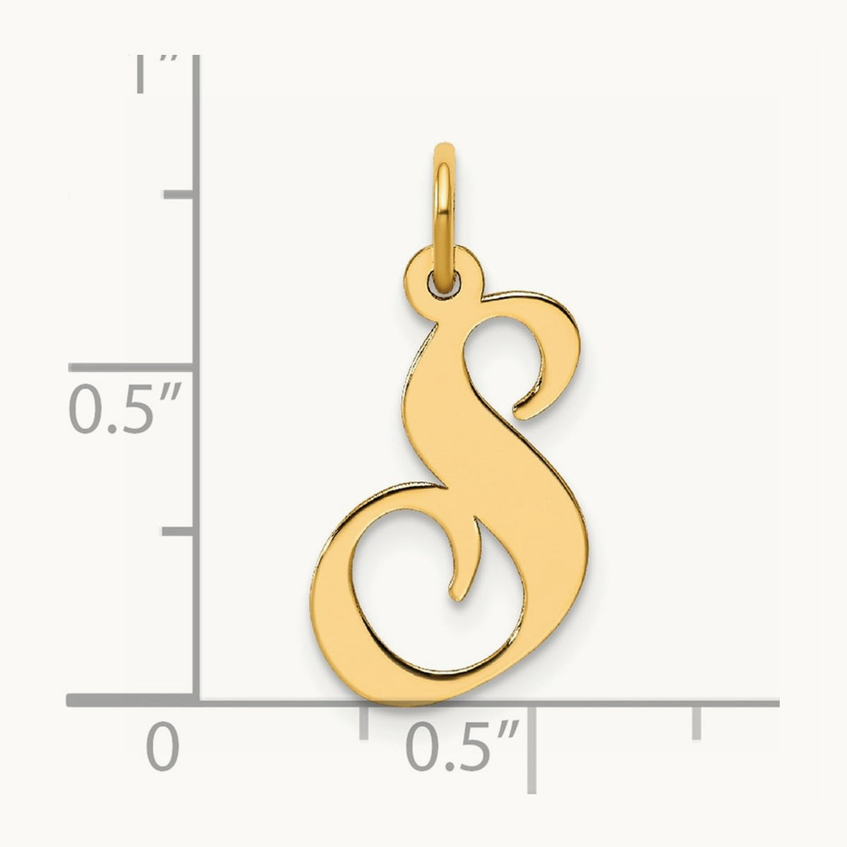 Medium Fancy Script Initial Charm — 14K Yellow Gold, S
