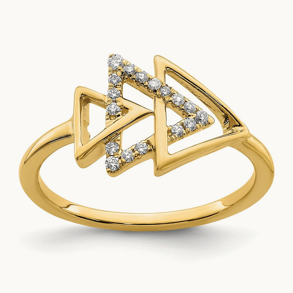 Polished Triple Triangle Diamond Ring, 14K