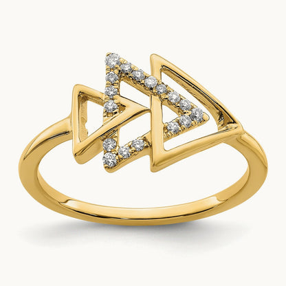 Polished Triple Triangle Diamond Ring, 14K