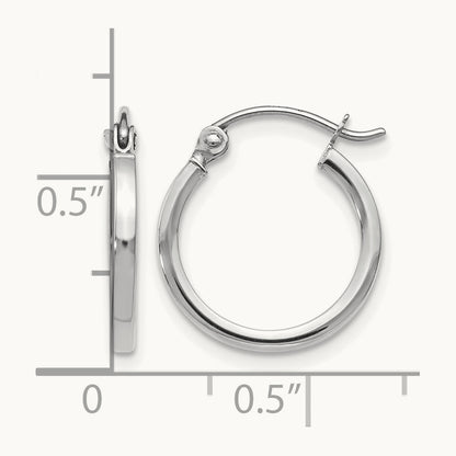 Polished Hoop Earrings, 10K White Gold — Leslie's