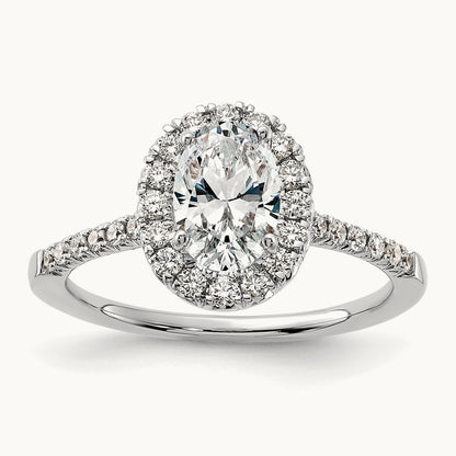 Oval Halo Engagement Ring, 0.25-2.50 ct tw Lab-Grown Diamond — 14K White Gold