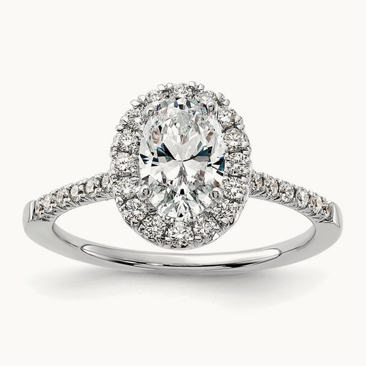 Oval Halo Engagement Ring, 0.25-2.50 ct tw Lab-Grown Diamond — 14K White Gold