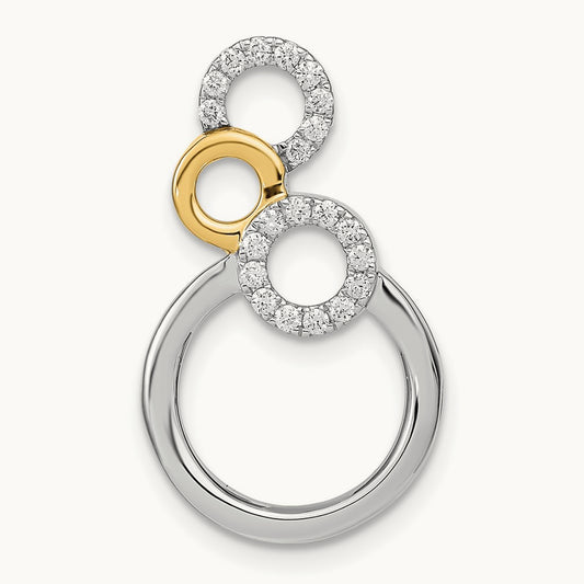 Polished Diamond Circles Chain Slide, 14K Two-tone