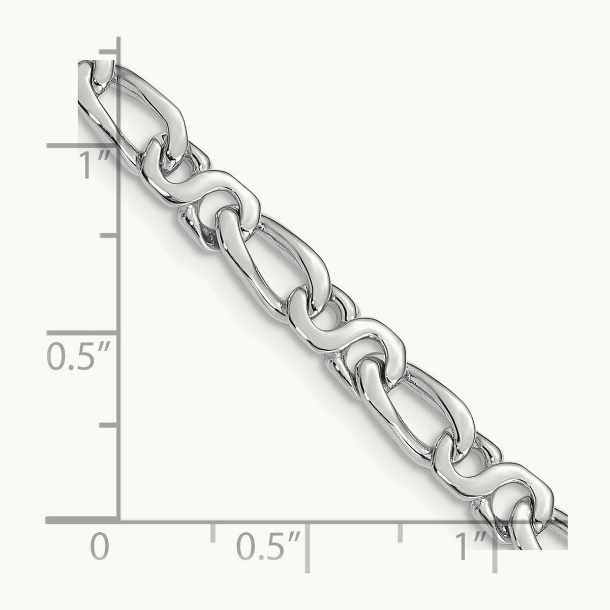 White Gold Hand Polished Fancy Link Bracelet — 8 inch