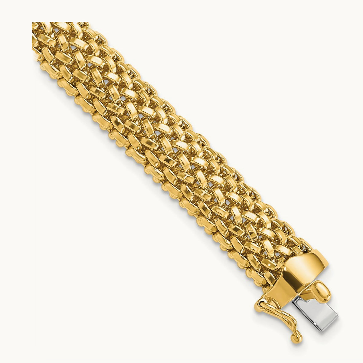7.25in Polished Mesh Bracelet — 14K Yellow Gold, 9.25mm