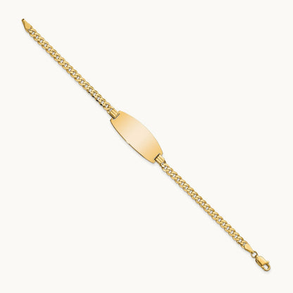 Oval Curb ID Bracelet, 14K Yellow Gold