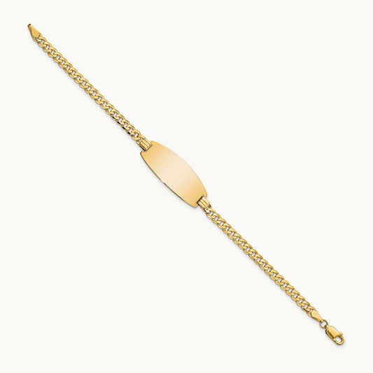 Oval Curb ID Bracelet, 14K Yellow Gold