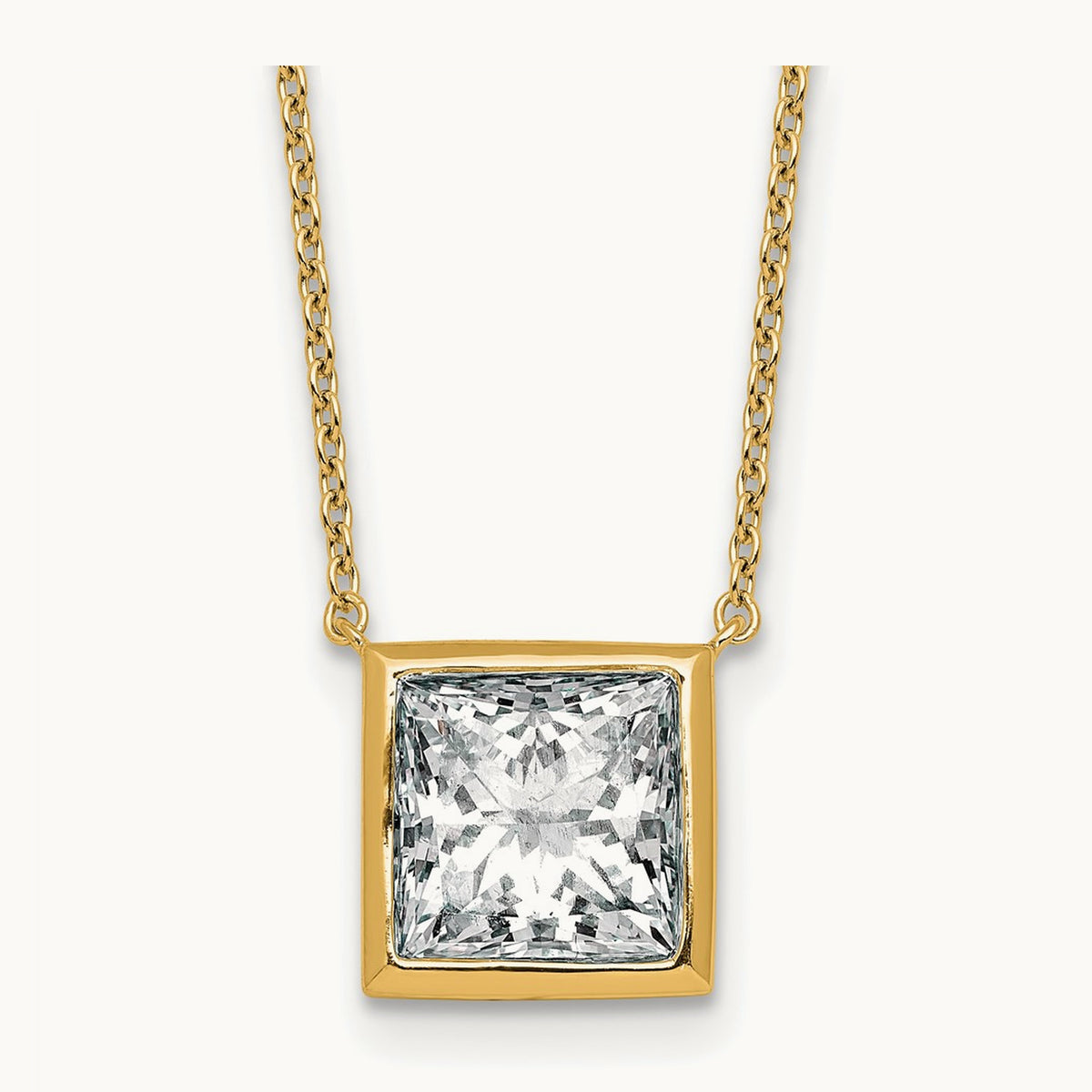 Princess Bezel Set Pendant, 1.00-4.00 ct tw Lab-Grown Diamond — 4 ct, 14K Yellow Gold