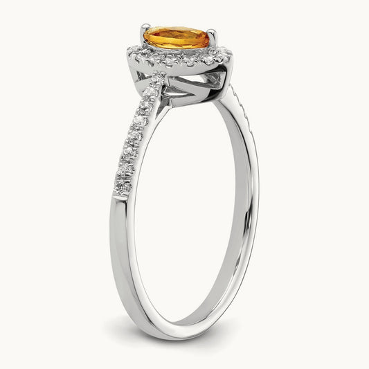 Citrine November Birthstone Ring, 0.20 ct tw Lab-Grown Diamond