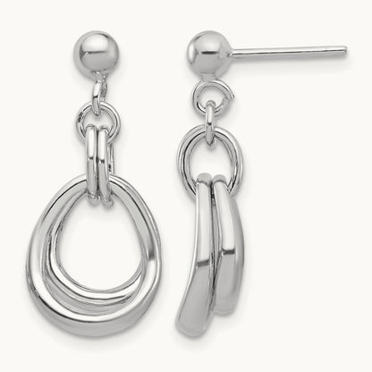 Rhodium-plated Polished Post Dangle Earrings, Sterling Silver — Leslie's