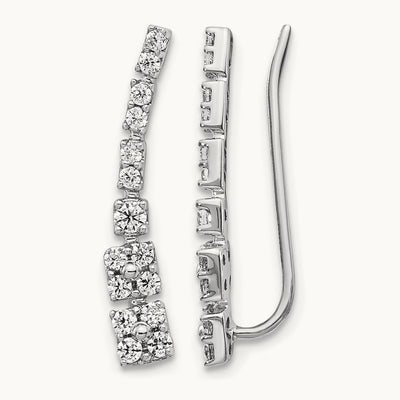 Diamond Ear Climber Earrings, 14K White Gold