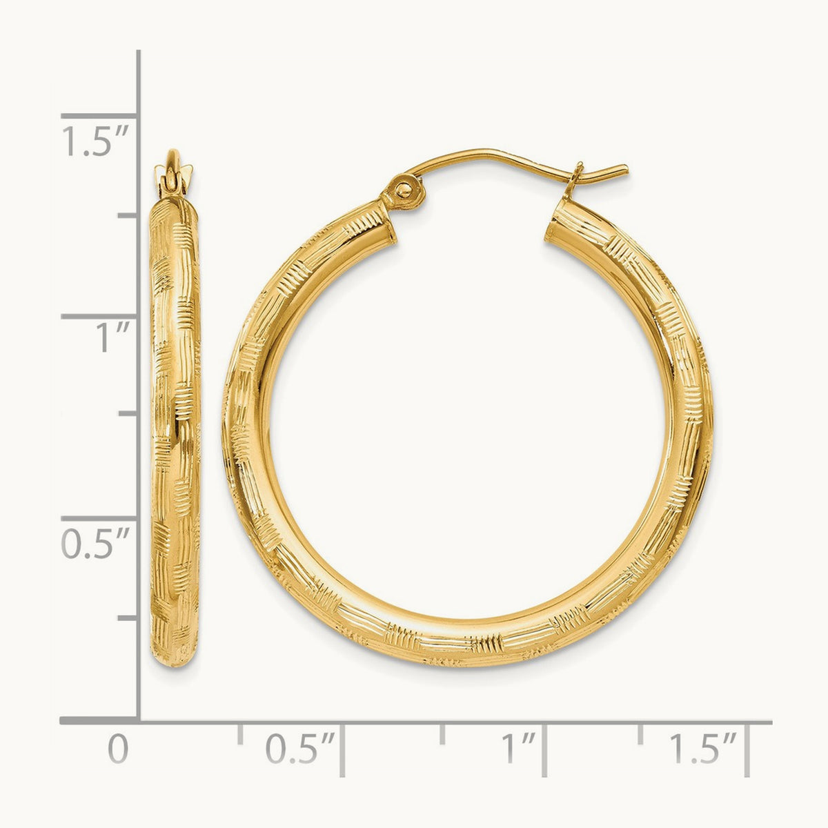 Diamond-cut Hoop Earrings, 14K
