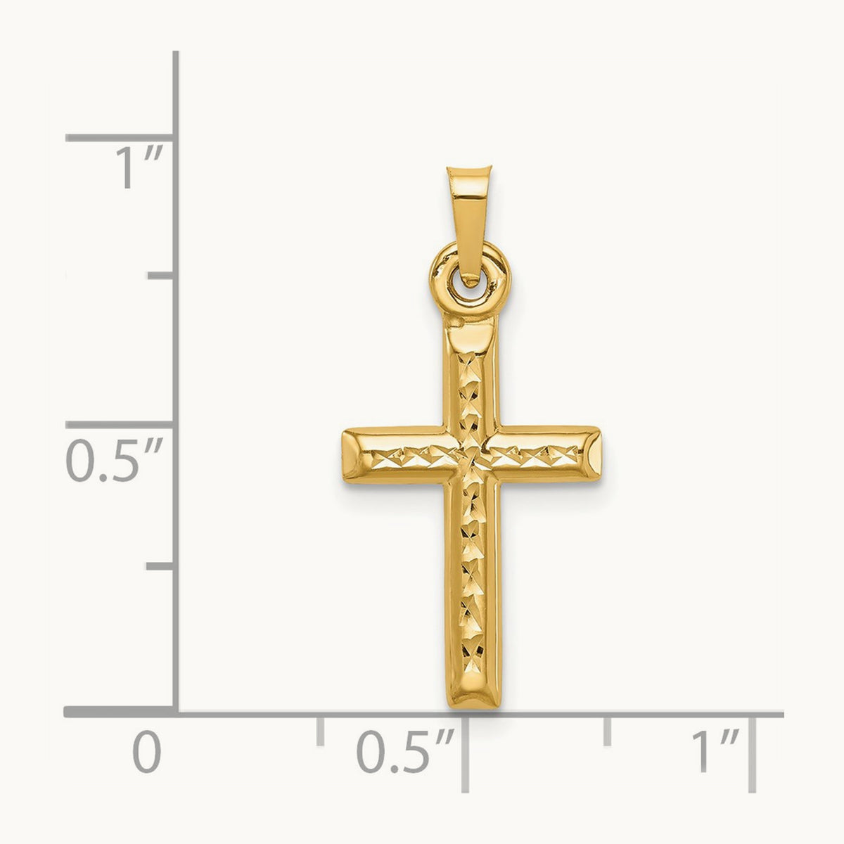 Hollow Diamond-cut Cross Pendant, 14K