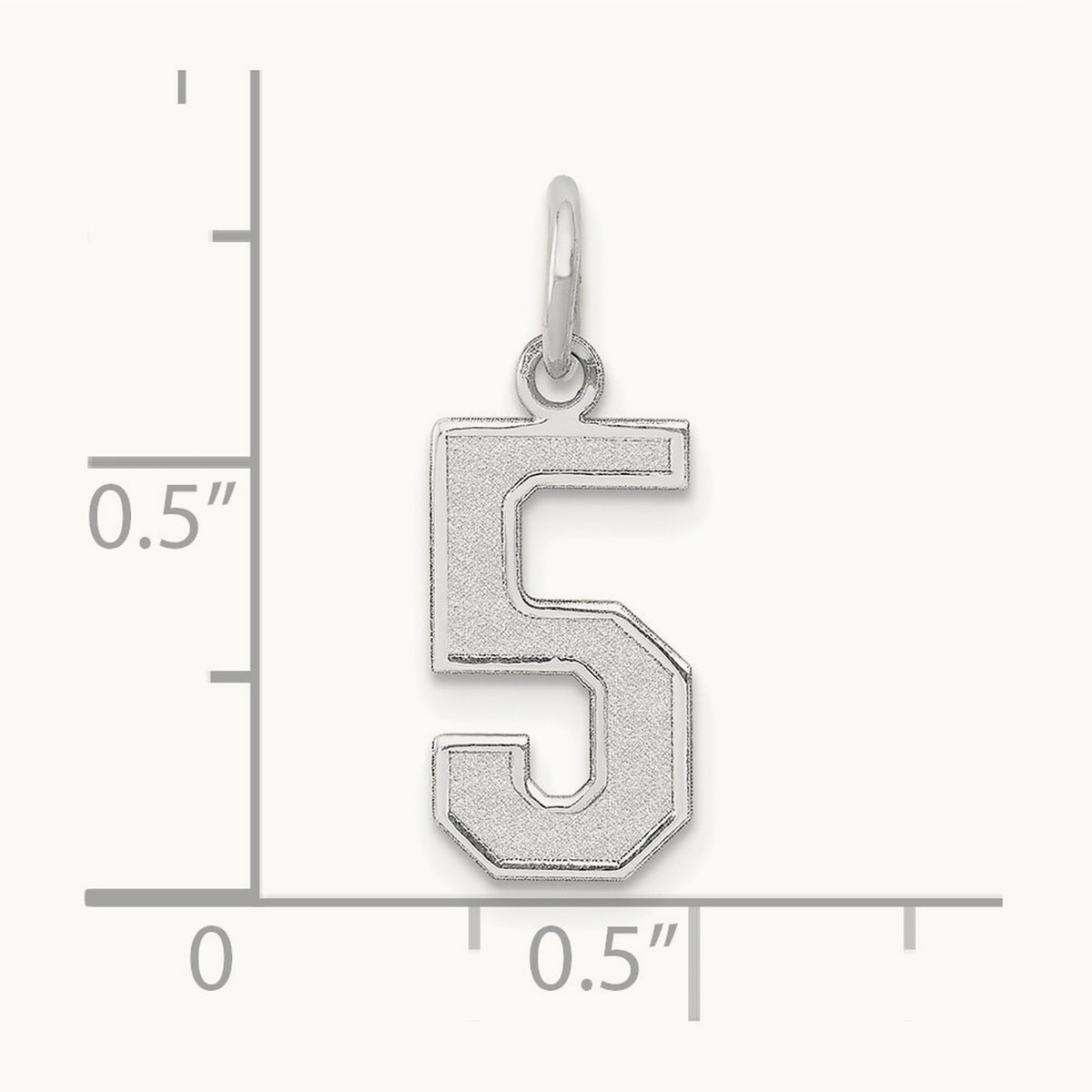Medium Satin Number 5 Charm — 14K White Gold