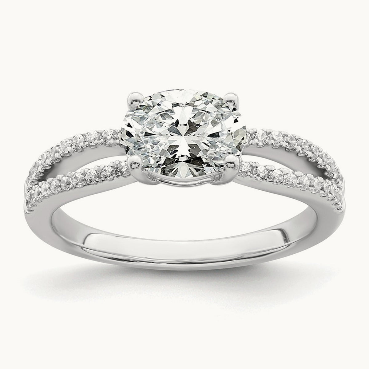 East West Oval Semi-Mount Engagement Ring — 1 ct, 7