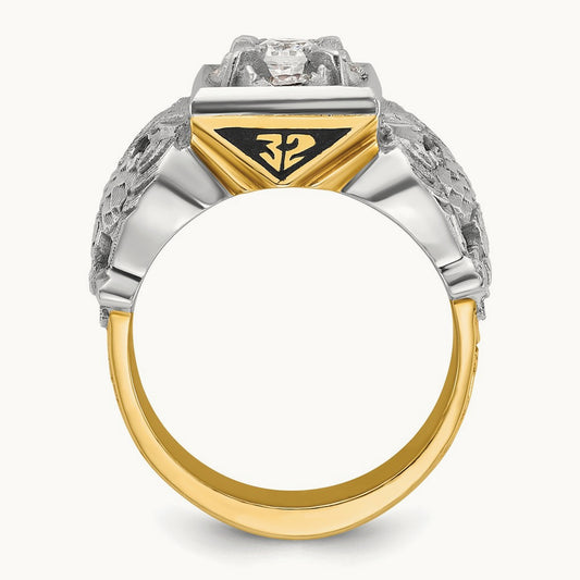 14ktt IBGoodman Men's Enamel & Dia 32nd Scottish Rite Masonic Ring