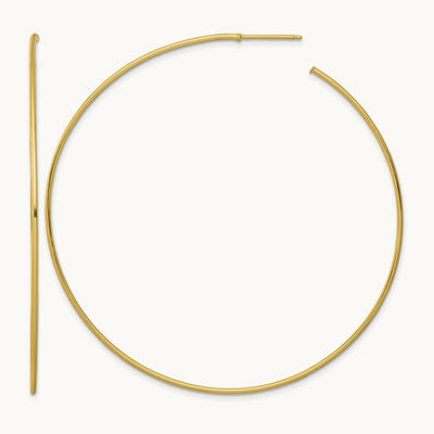 1.2 x Polished Post Hoop Earrings, 70mm, 14K