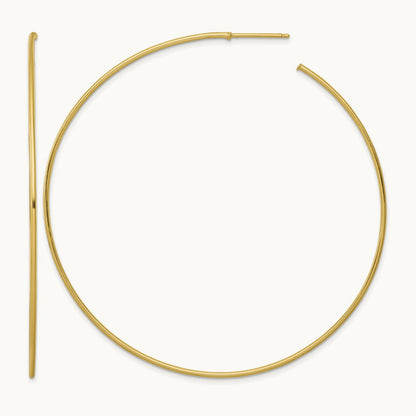 1.2 x Polished Post Hoop Earrings, 70mm, 14K