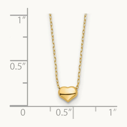 Polished Heart 16.5in Necklace — 14K Yellow Gold