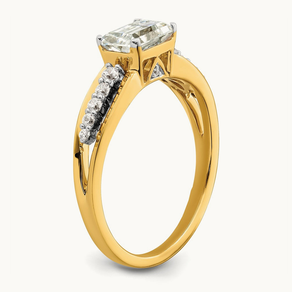 East West Emerald Semi-Mount Engagement Ring — 1 ct, 7