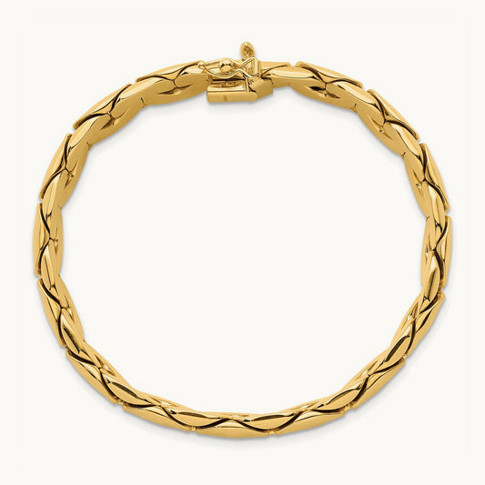 Polished Fancy Link Bracelet, 14K