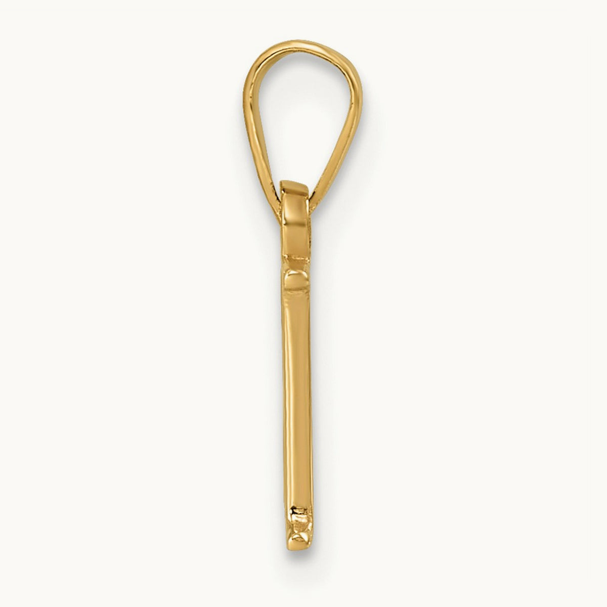 Polished Block Initial Pendant — 14K Yellow Gold, E