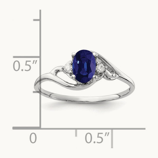 6x4mm Oval Sapphire AA Diamond ring, 14K White Gold