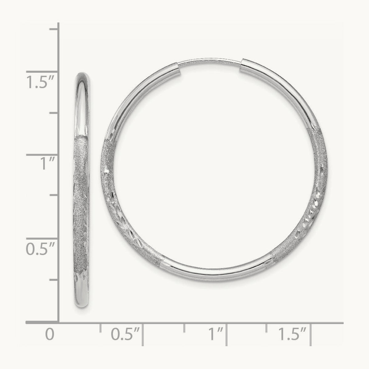 Diamond-cut Endless Hoop Earrings — 30mm, 2mm
