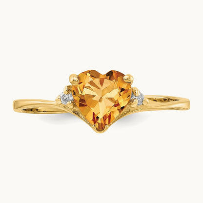 Citrine Diamond Ring, 14K