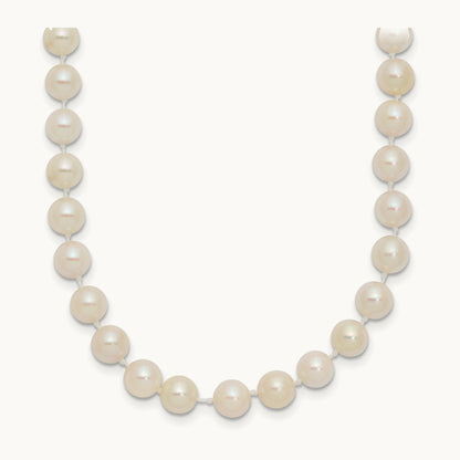 5- Round White Saltwater Akoya Cultured Pearl Necklace, 6mm, 14K