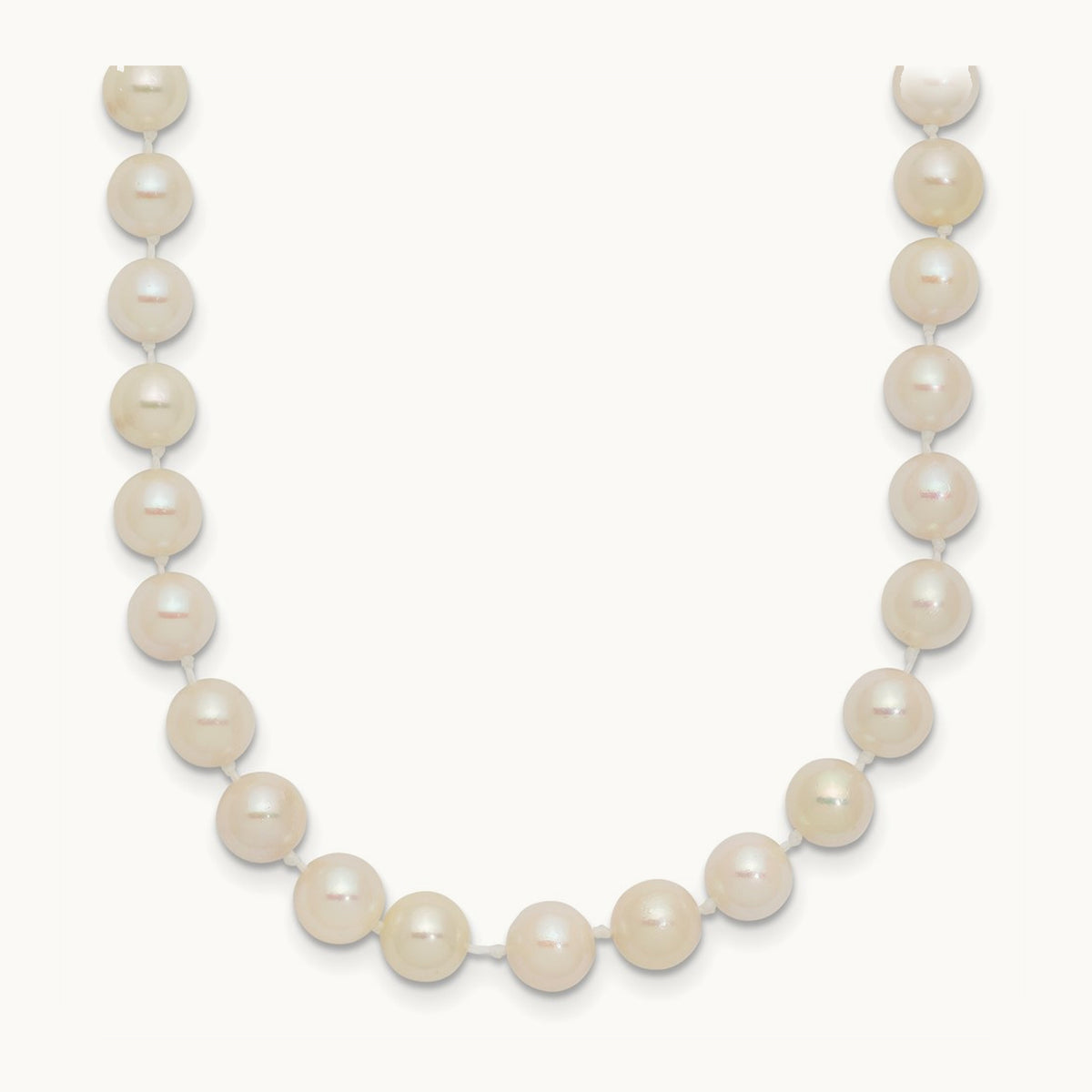 5- Round White Saltwater Akoya Cultured Pearl Necklace, 6mm, 14K
