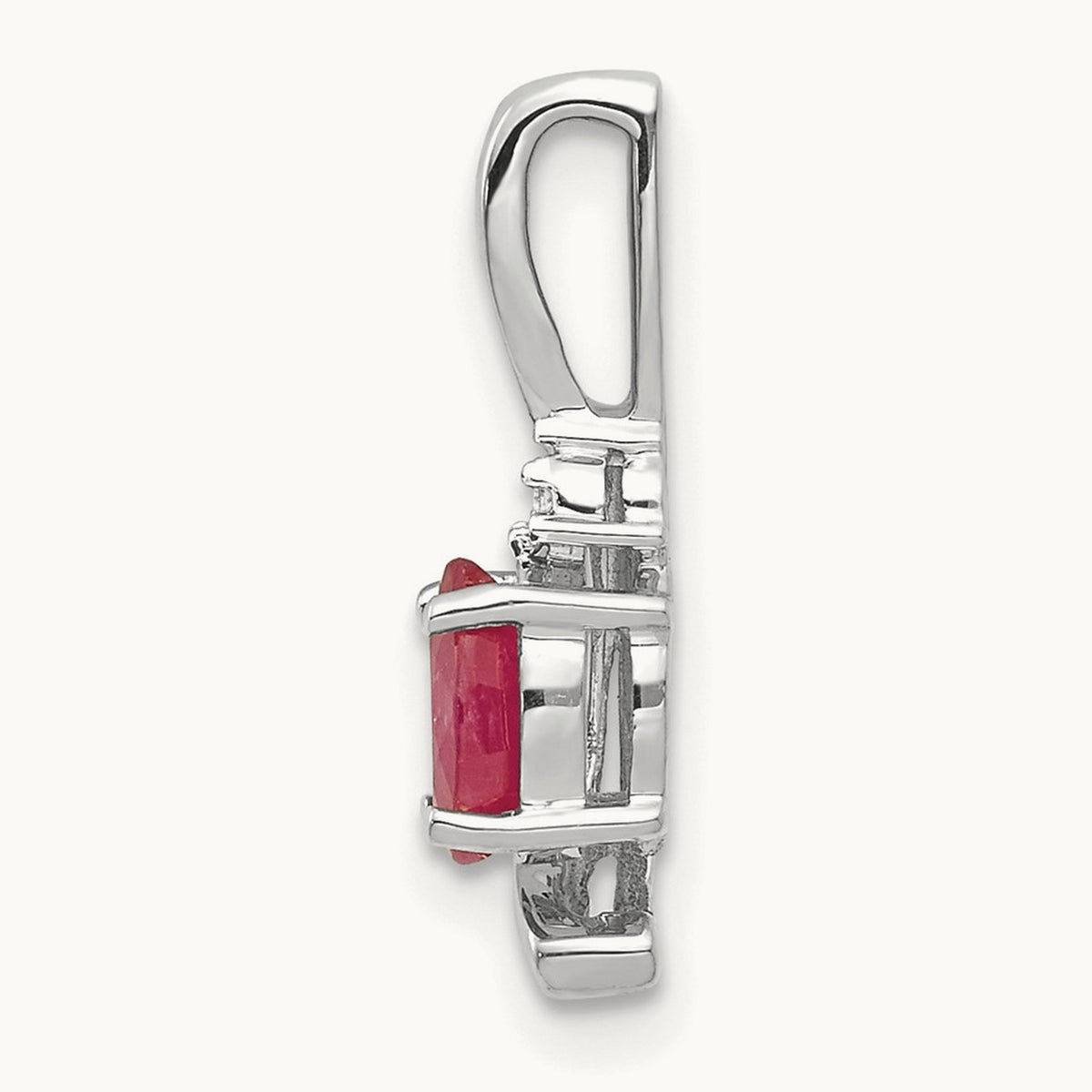Ruby and Diamond Pendant — 14K White Gold, 17mm