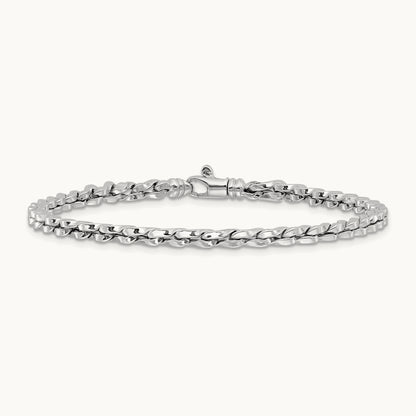 Polished Fancy Link Bracelet, 14K White Gold